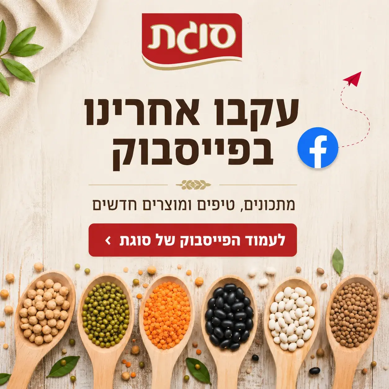 עקבו אחרינו בפייסבוק - מתכונים, טיפים ומוצרים חדשים