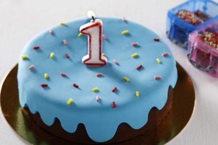 עוגת יום הולדת מקושטת עם בצק סוכר