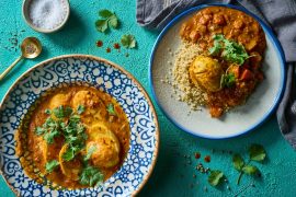 קינואה עם קארי ביצים קשות